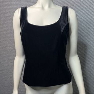 ALEX EVENINGS Black Velvet Sleeveless Scoop Neck Tank Top Goth Grunge Size Small